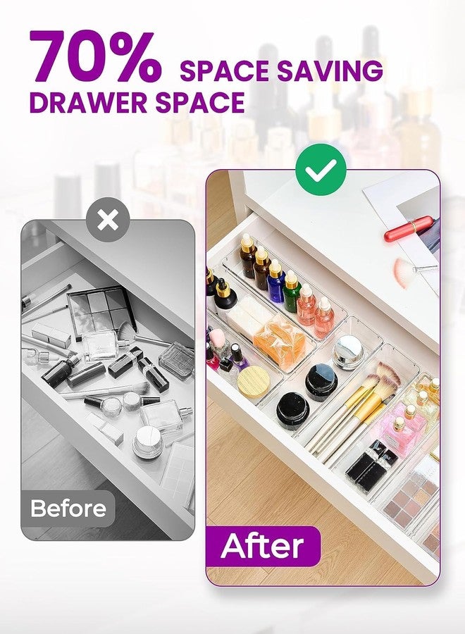 Kienlix Desk Drawer Organizer Trays Various Size Bathroom Organizer Storage Tray for Makeup, Jewelries, Utensils, Bedroom Dresser, Office and Kitchen (9 pc) - Image 3